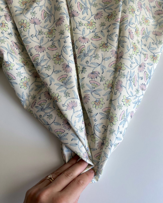 India - Popeline de coton BIO imprimé fleurs indiennes Tissus issus de l'agriculture biologique  - 4