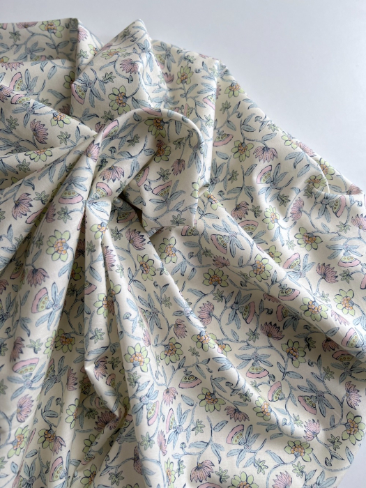 India - Popeline de coton BIO imprimé fleurs indiennes Tissus issus de l'agriculture biologique  - 5