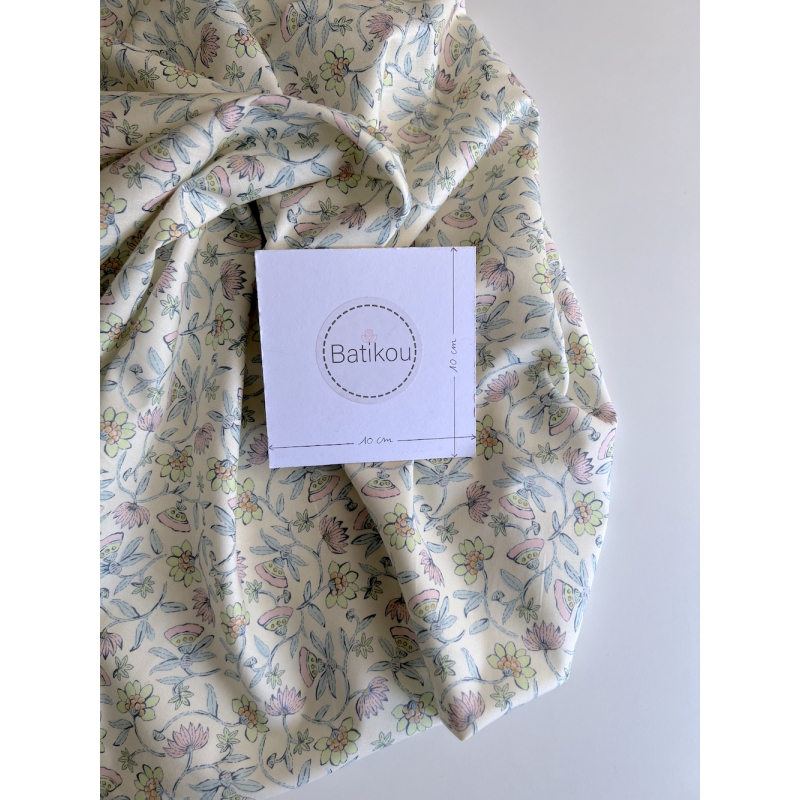 India - Popeline de coton BIO imprimé fleurs indiennes Tissus issus de l'agriculture biologique  - 6