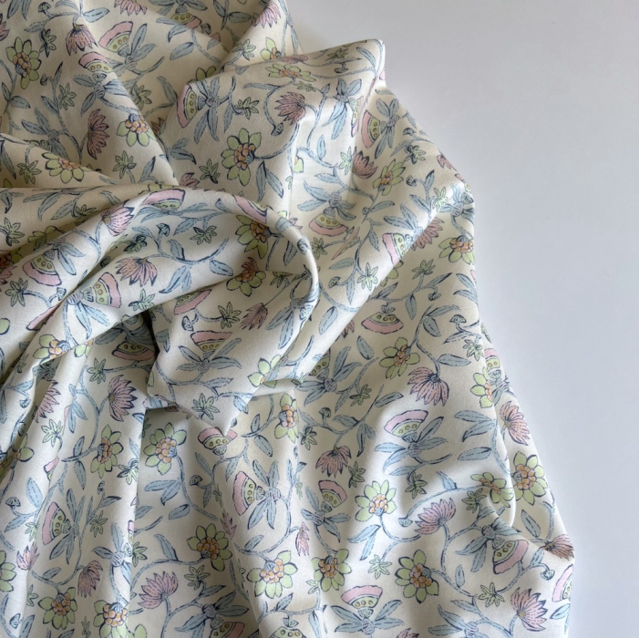 India - Popeline de coton BIO imprimé fleurs indiennes Tissus issus de l'agriculture biologique  - 7