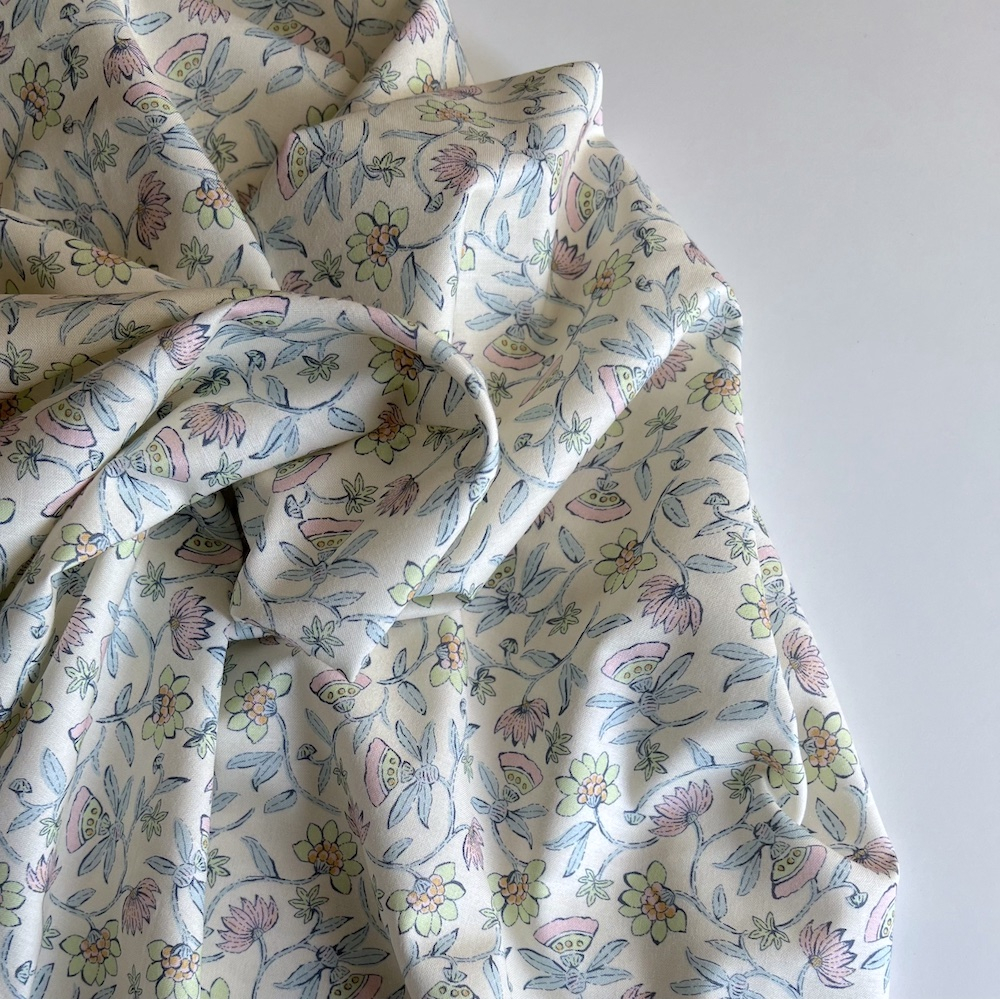 India - Popeline de coton BIO imprimé fleurs indiennes Tissus issus de l'agriculture biologique  - 7