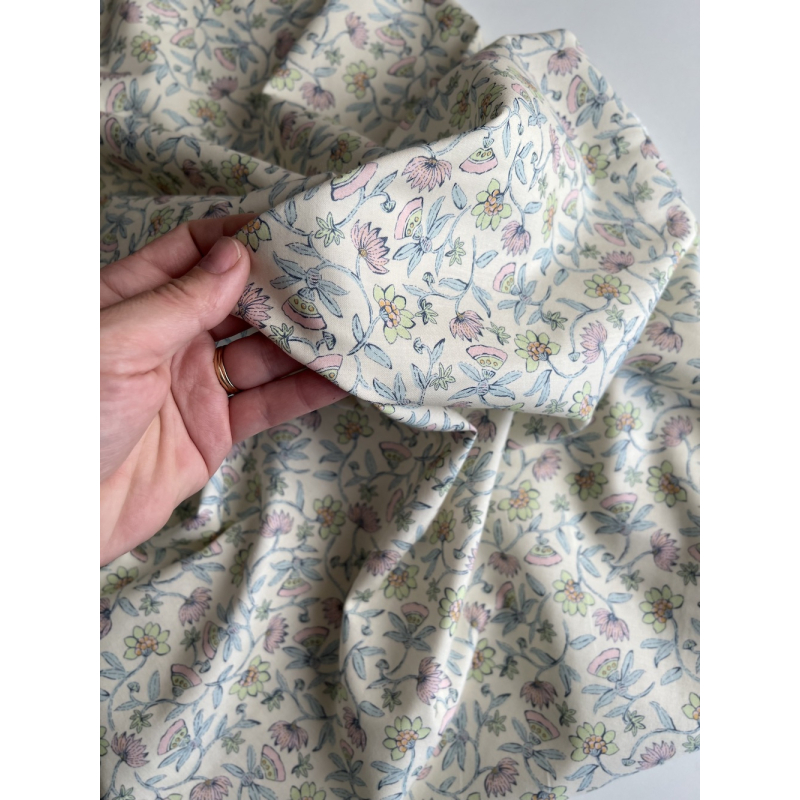 India - Popeline de coton BIO imprimé fleurs indiennes Tissus issus de l'agriculture biologique  - 9