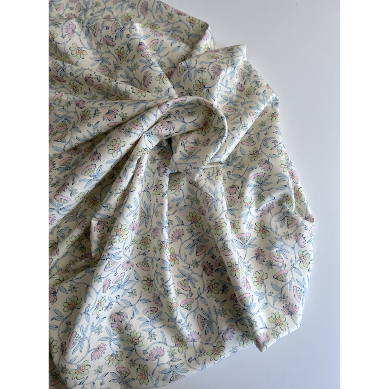 India - Popeline de coton BIO imprimé fleurs indiennes Tissus issus de l'agriculture biologique  - 11