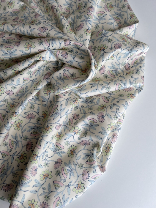 India - Popeline de coton BIO imprimé fleurs indiennes Tissus issus de l'agriculture biologique  - 12