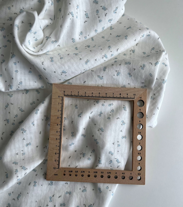 Seersucker / Coton gaufré doux motif fleuri bleu ciel Batikou - 6