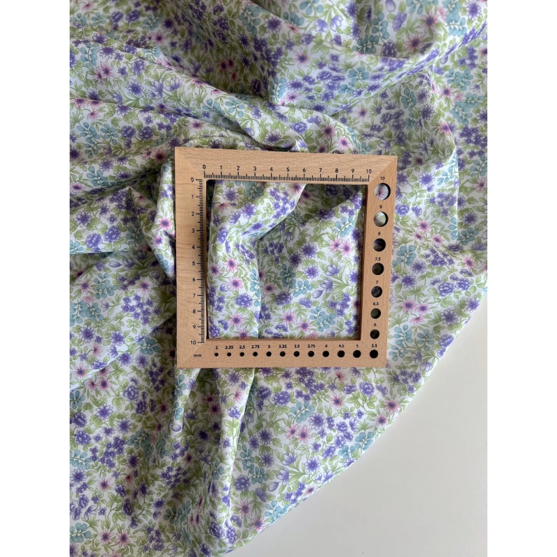 Rita - Batiste de coton bio SILKYNE à imprimé fleuri bleu et vert Tissus issus de l'agriculture biologique  - 9