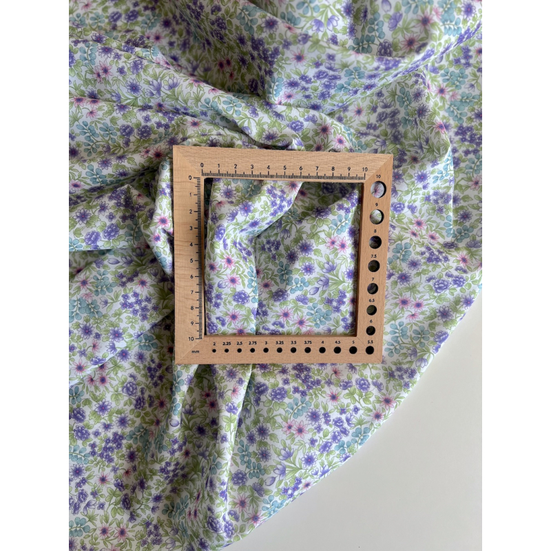 Rita - Batiste de coton bio SILKYNE à imprimé fleuri bleu et vert Tissus issus de l'agriculture biologique  - 9