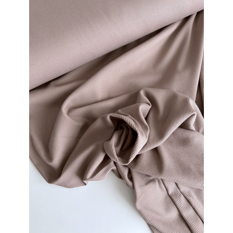Jersey coton côtes fines coloris taupe Qualité Oeko-tex - 4