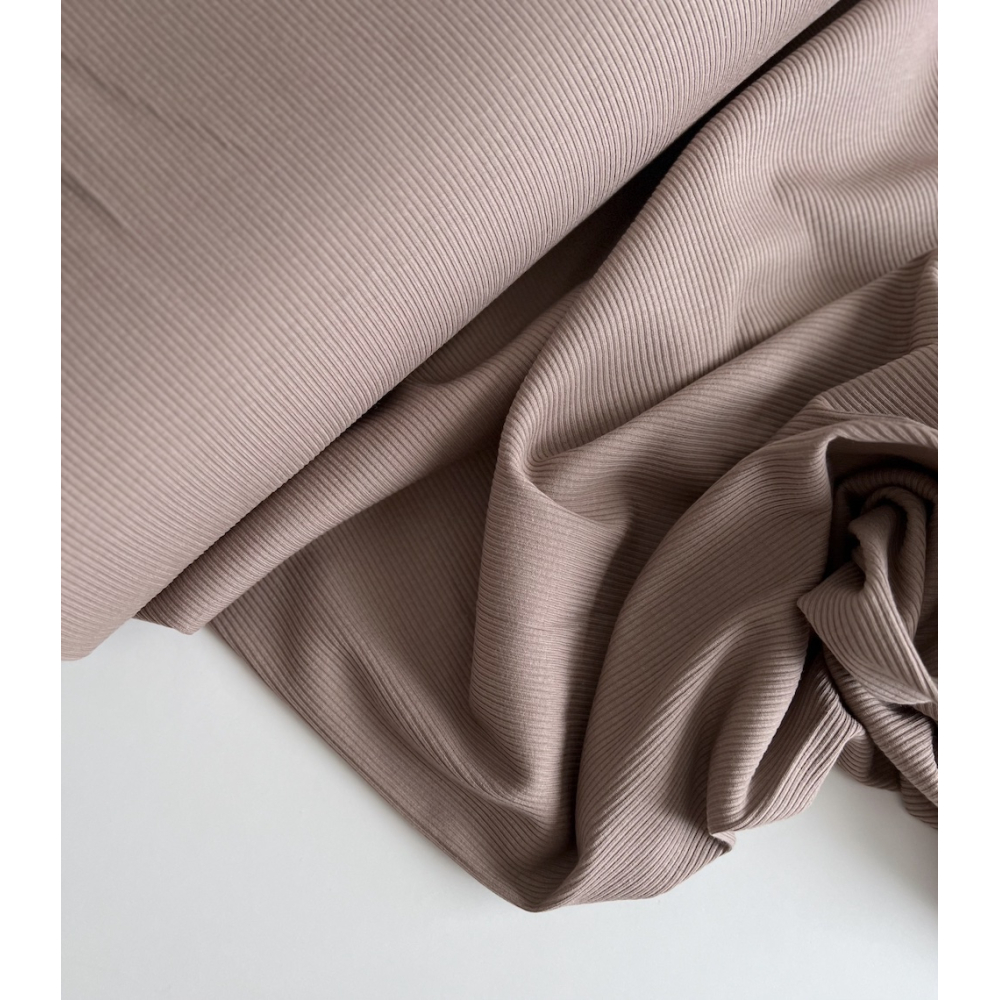 Jersey coton côtes fines coloris taupe Qualité Oeko-tex - 5