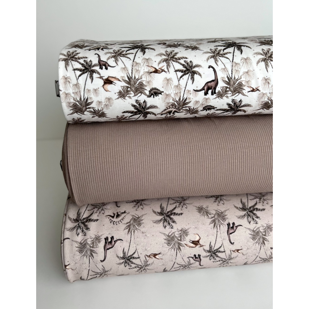 Jersey coton côtes fines coloris taupe Qualité Oeko-tex - 6