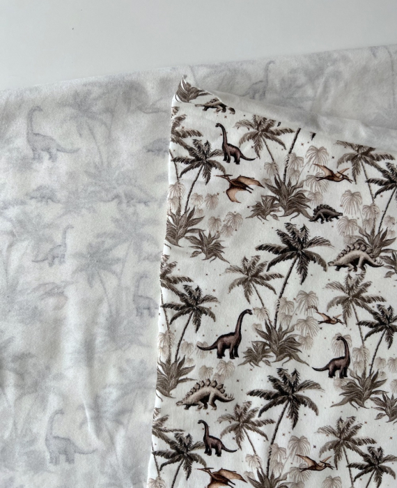 Jersey de coton dinosaures fond blanc cassé Qualité Oeko-tex - 2