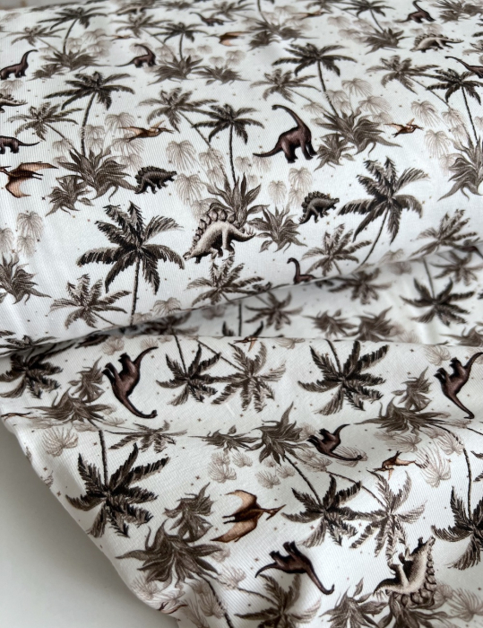 Jersey de coton dinosaures fond blanc cassé Qualité Oeko-tex - 4