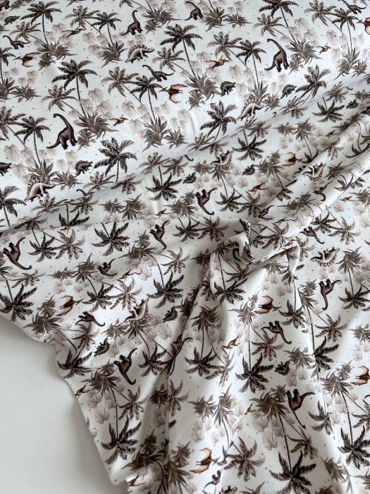 Jersey de coton dinosaures fond blanc cassé Qualité Oeko-tex - 5