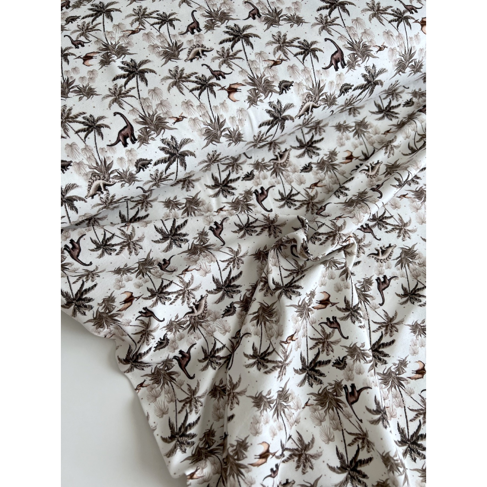 Jersey de coton dinosaures fond blanc cassé Qualité Oeko-tex - 5