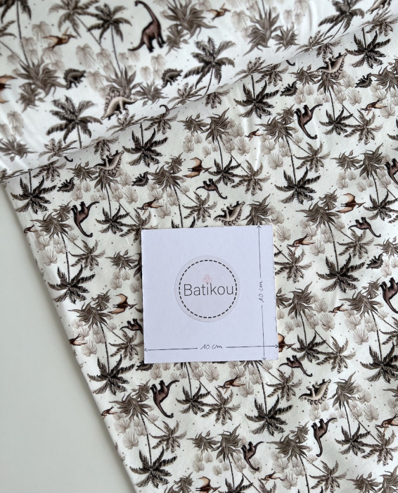 Jersey de coton dinosaures fond blanc cassé Qualité Oeko-tex - 7