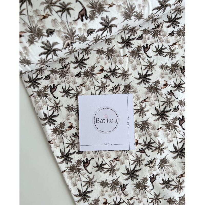 Jersey de coton dinosaures fond blanc cassé Qualité Oeko-tex - 7