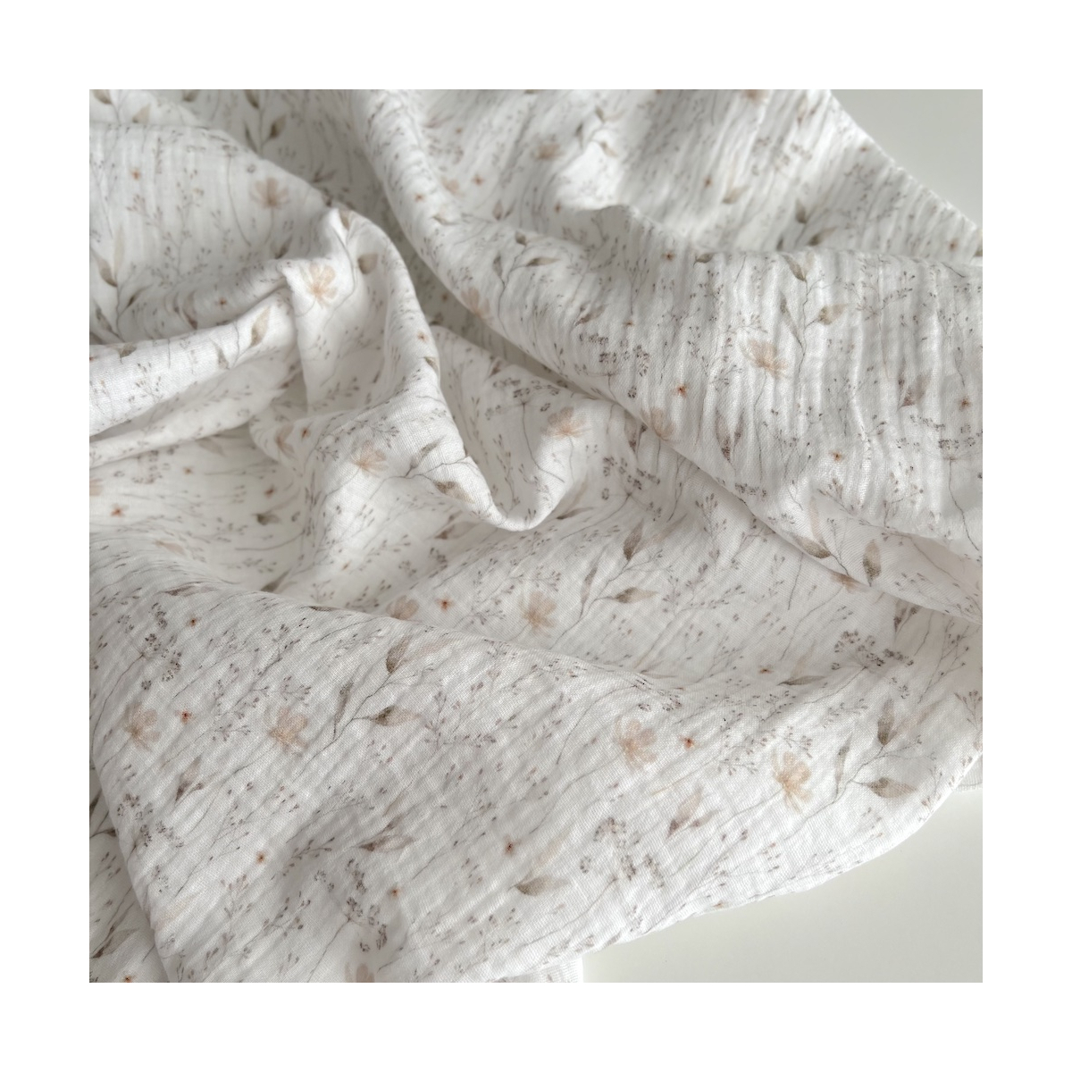 Double gaze de coton imprimé gypsophile naturel Qualité Oeko-tex - 1 Double gaze de coton imprimé gypsophile naturel Qualité Oeko-tex - 1