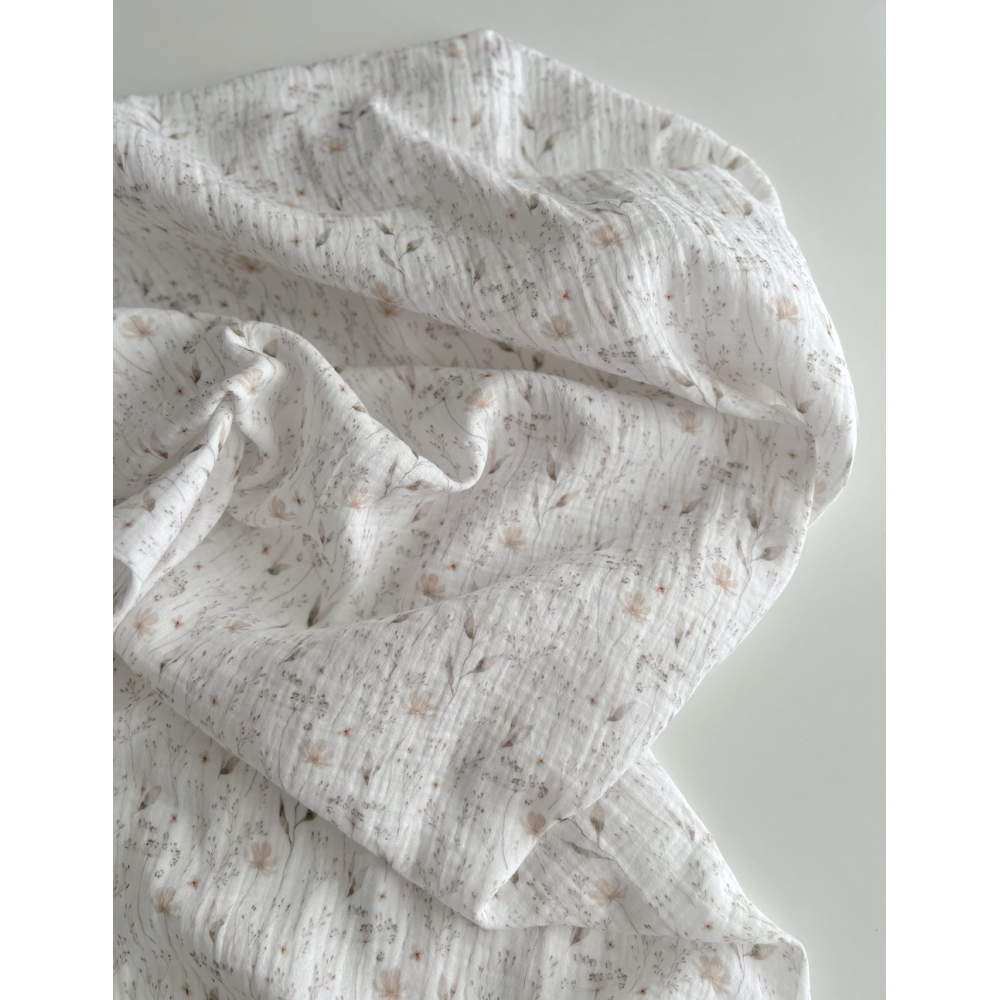 Double gaze de coton imprimé gypsophile naturel Qualité Oeko-tex - 3