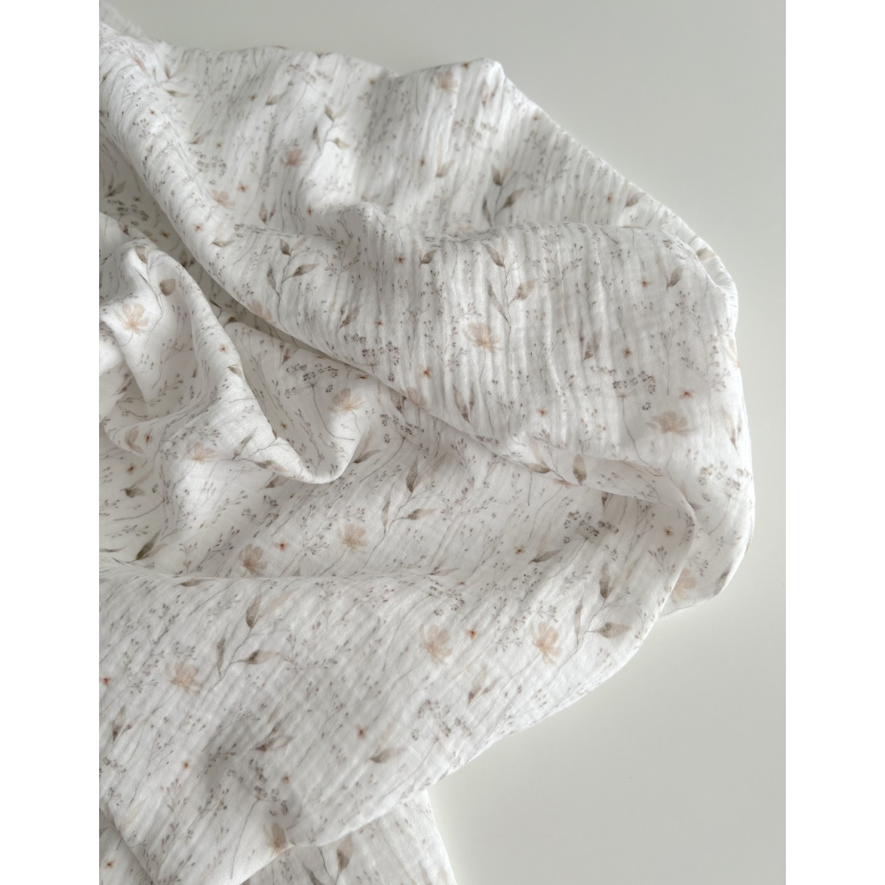 Double gaze de coton imprimé gypsophile naturel Qualité Oeko-tex - 4