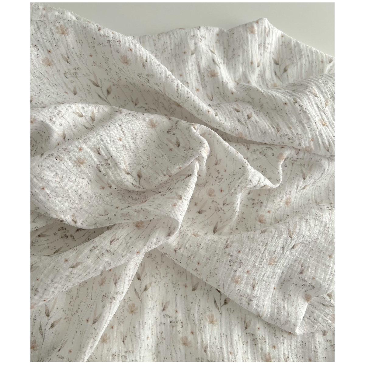 Double gaze de coton imprimé gypsophile naturel Qualité Oeko-tex - 6 Double gaze de coton imprimé gypsophile naturel Qualité Oeko-tex - 6