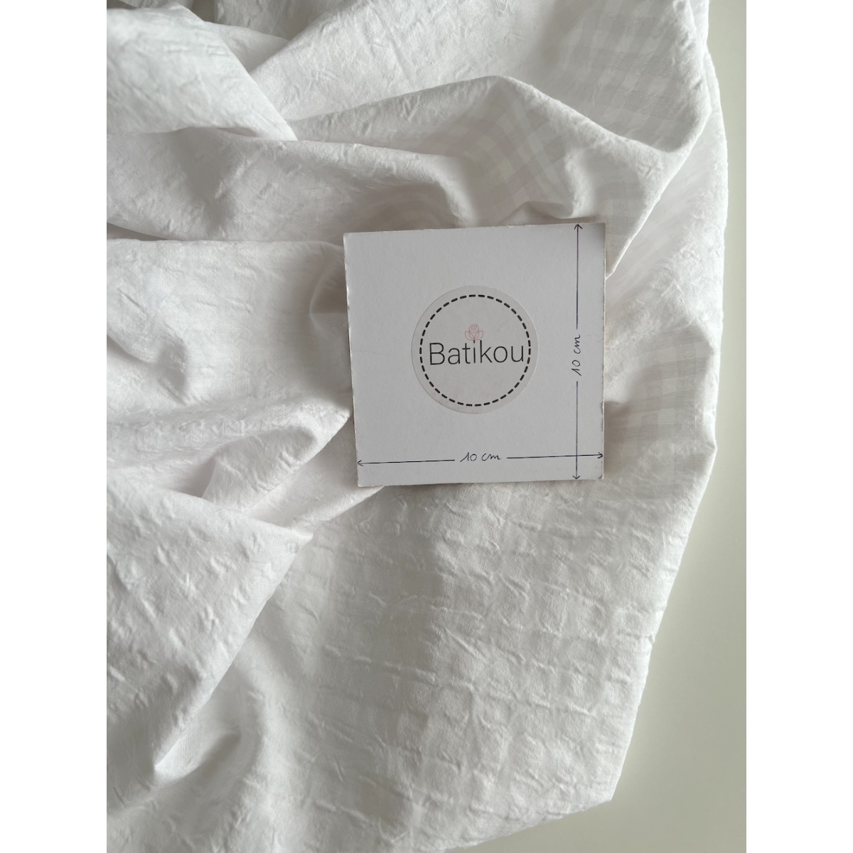 Seersucker / Coton gaufré vichy 6mm blanc / blanc Batikou - 3