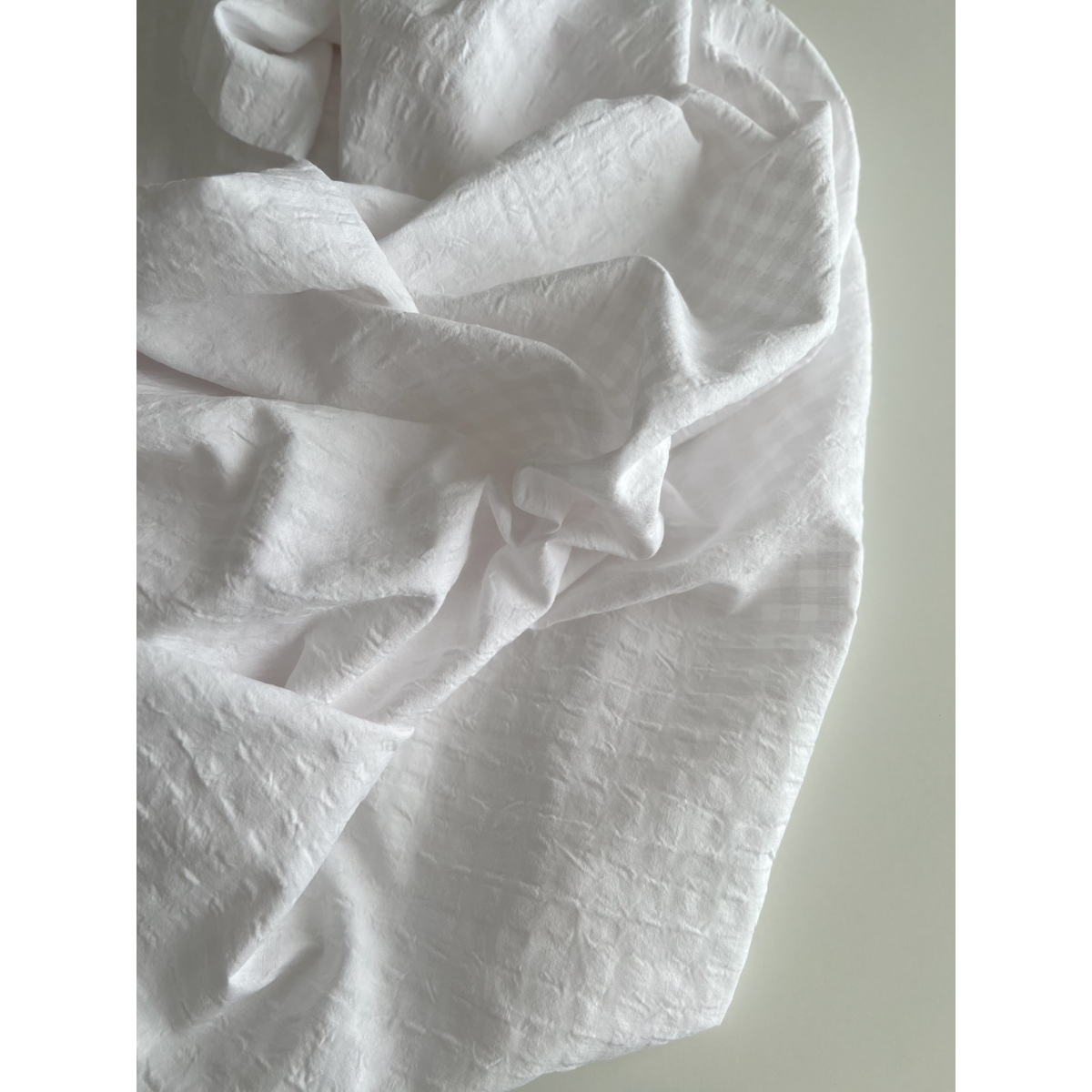 Seersucker / Coton gaufré vichy 6mm blanc / blanc Batikou - 6