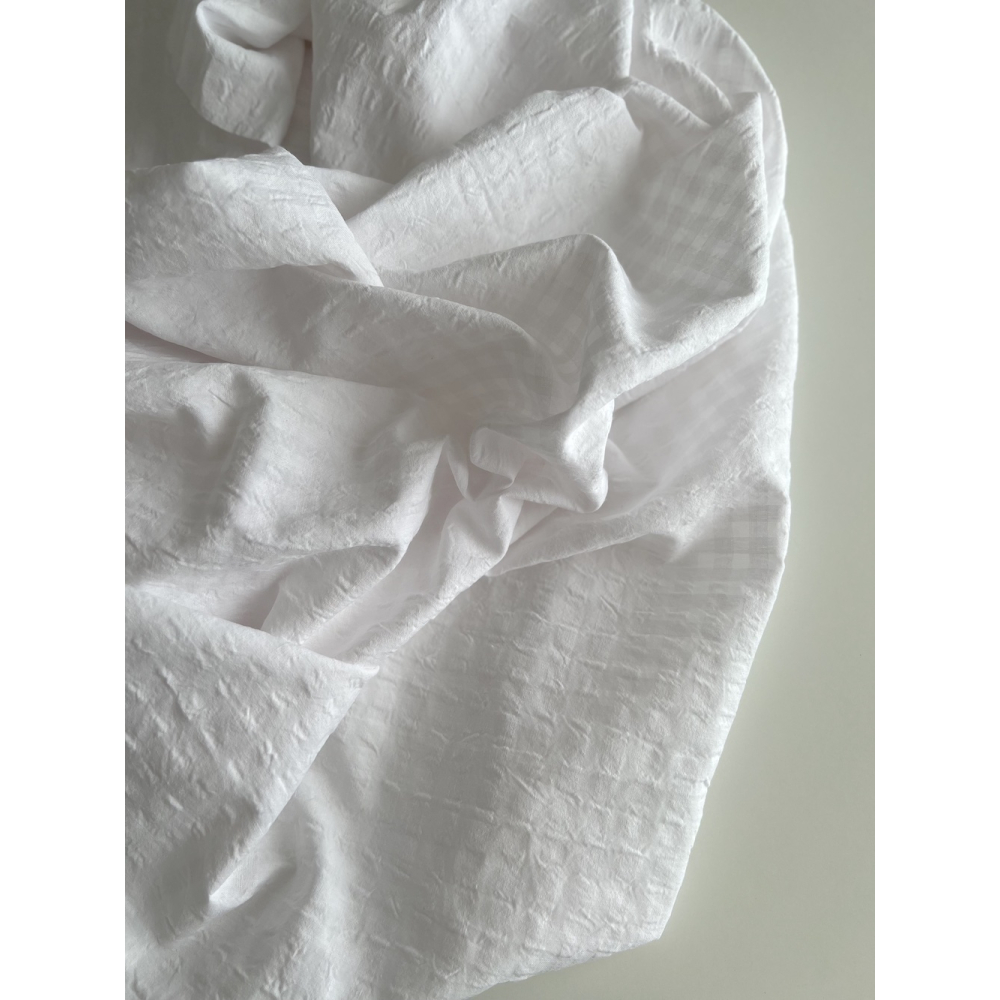 Seersucker / Coton gaufré vichy 6mm blanc / blanc Batikou - 6