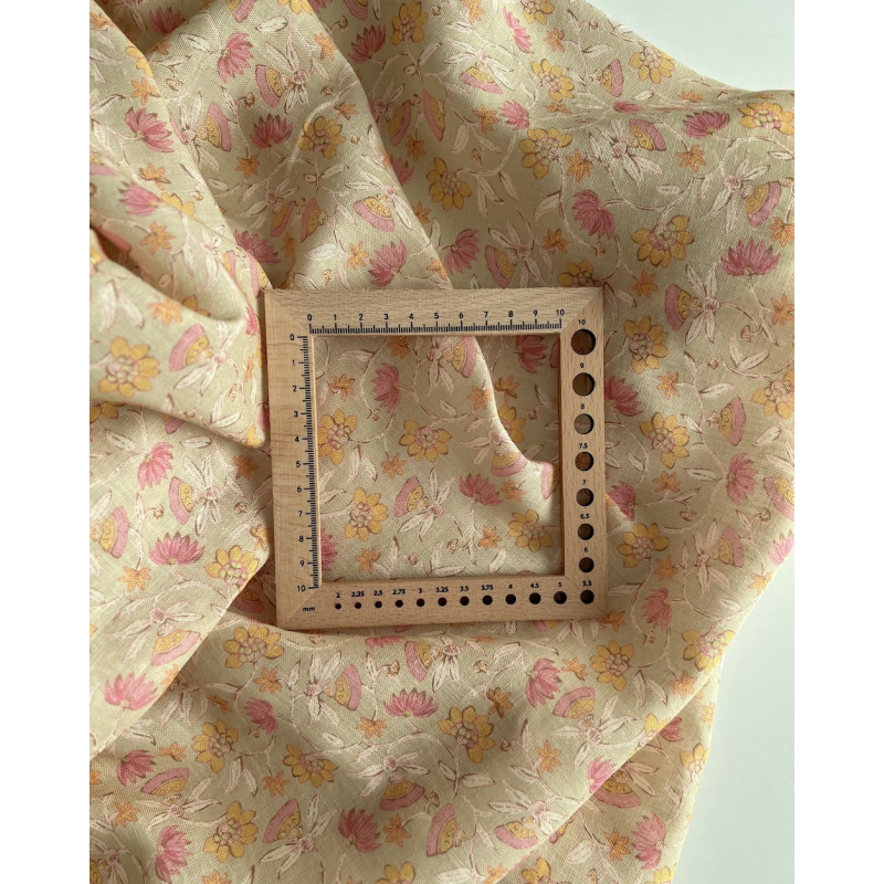 India - Tissu lin viscose à motifs coloris beige Qualité Oeko-tex - 6