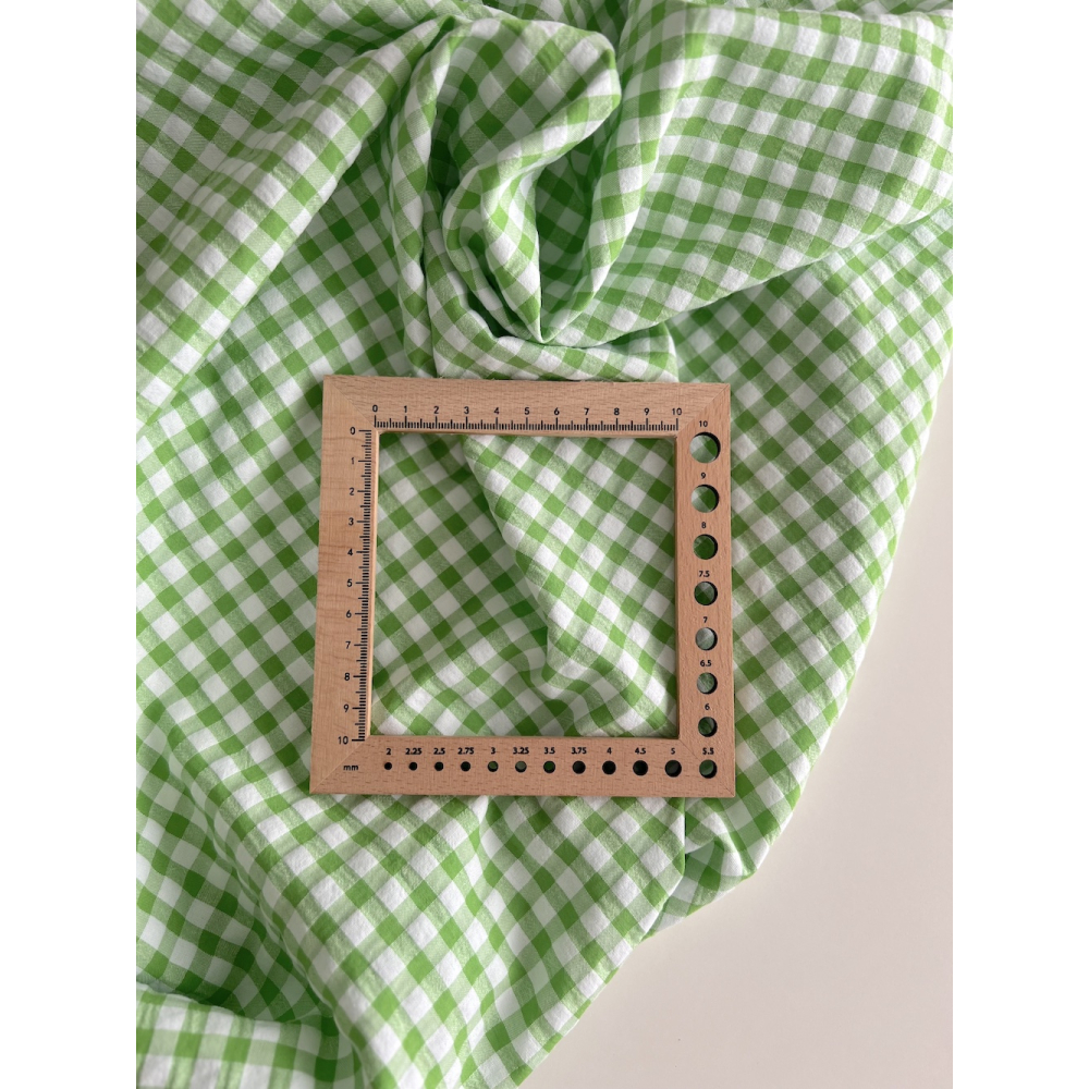 Seersucker / Coton gaufré vichy 6mm vert lime / blanc Batikou - 8