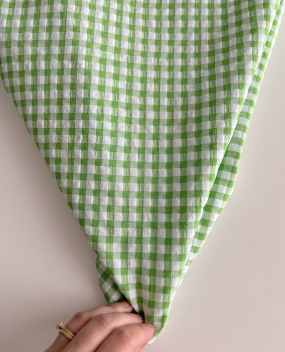 Seersucker / Coton gaufré vichy 6mm vert lime / blanc Batikou - 10