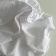 Seersucker / Coton gaufré vichy mini 3mm blanc / blanc Batikou - 1