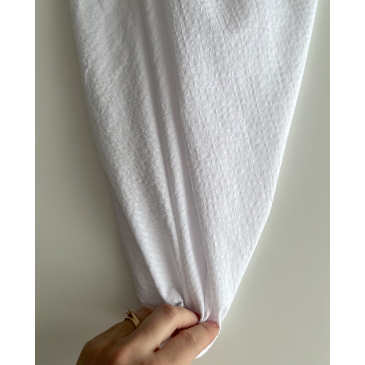 Seersucker / Coton gaufré vichy mini 3mm blanc / blanc Batikou - 5