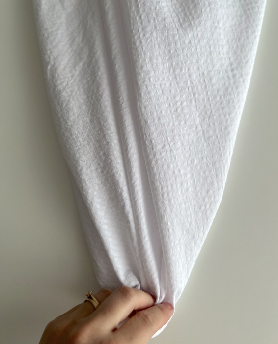 Seersucker / Coton gaufré vichy mini 3mm blanc / blanc Batikou - 5