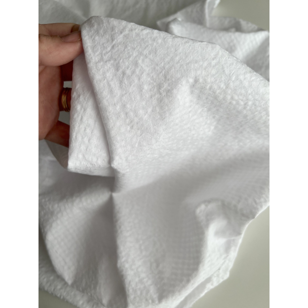 Seersucker / Coton gaufré vichy mini 3mm blanc / blanc Batikou - 2