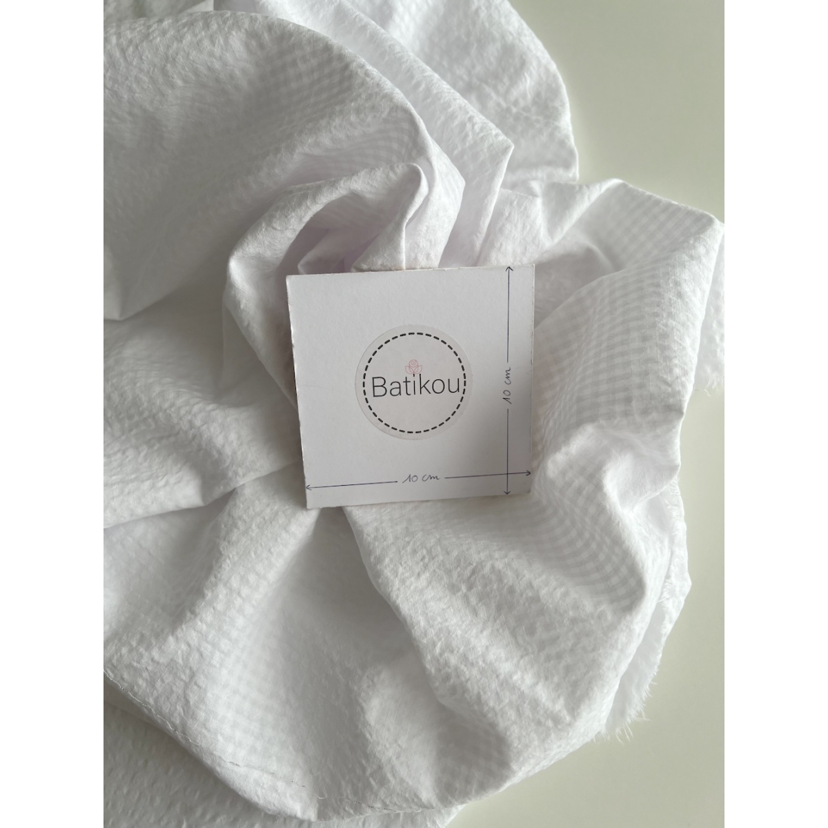 Seersucker / Coton gaufré vichy mini 3mm blanc / blanc Batikou - 7