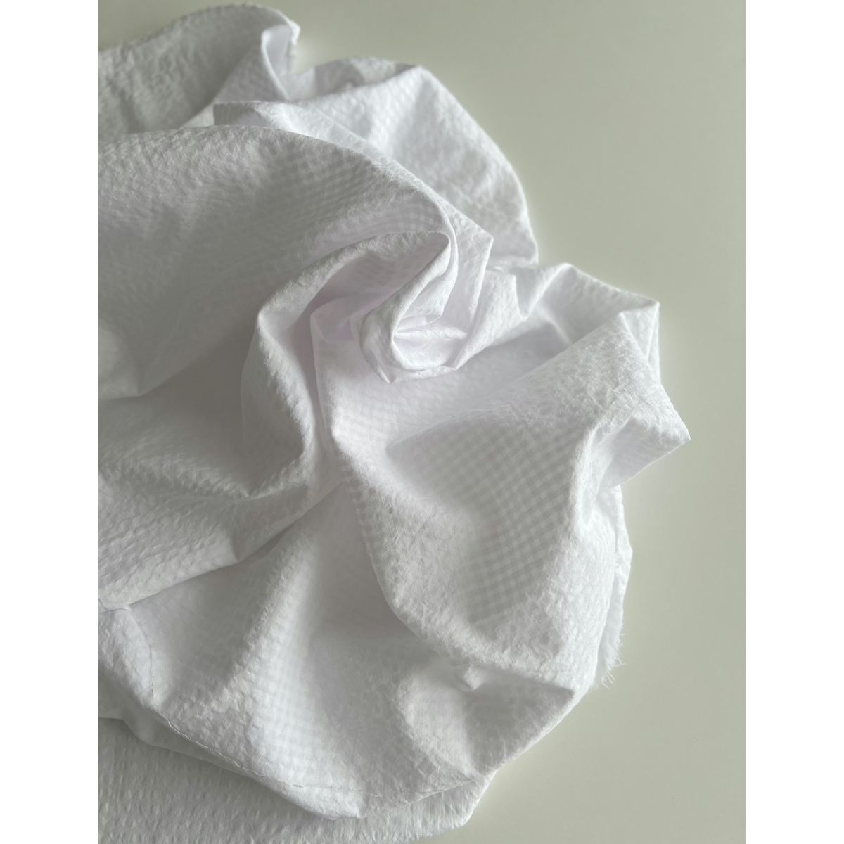 Seersucker / Coton gaufré vichy mini 3mm blanc / blanc Batikou - 8