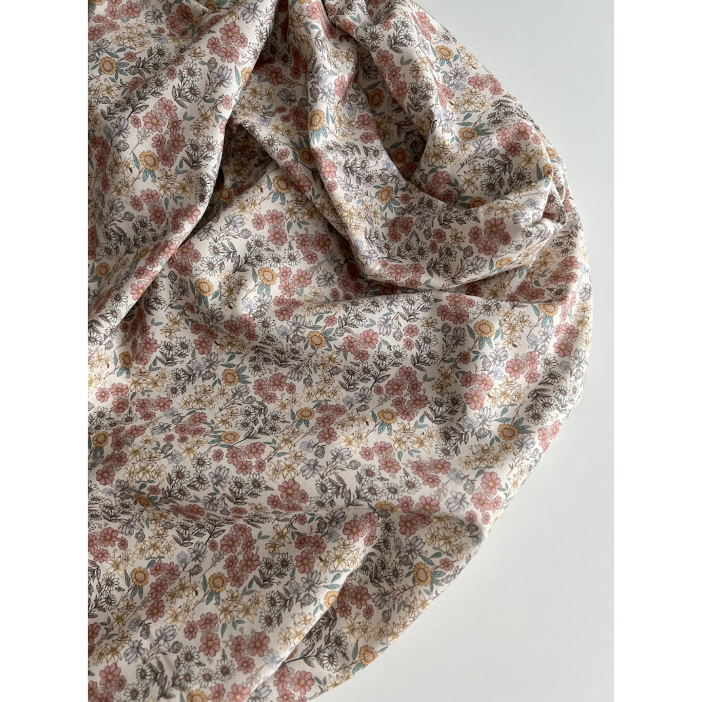 Juliette - Popeline de coton douce BIO imprimé fleurs fanées Tissus issus de l'agriculture biologique  - 3