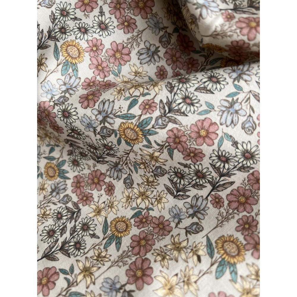 Juliette - Popeline de coton douce BIO imprimé fleurs fanées Tissus issus de l'agriculture biologique  - 5