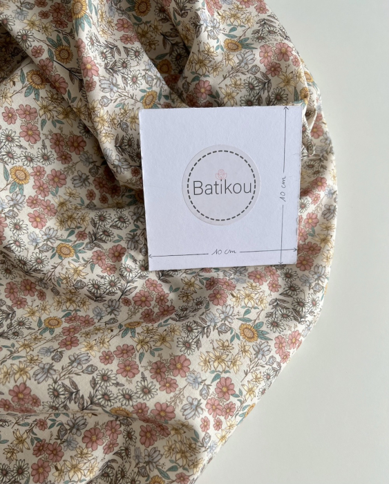 Juliette - Popeline de coton douce BIO imprimé fleurs fanées Tissus issus de l'agriculture biologique  - 6