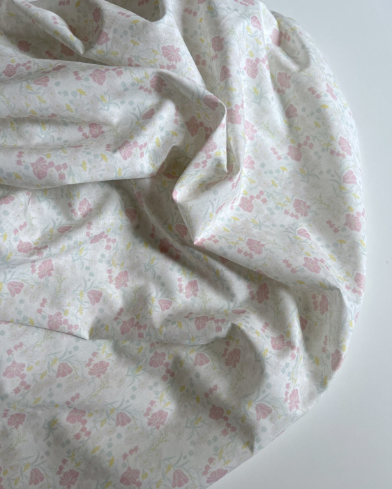 Enora - Batiste de coton bio SILKYNE à imprimé fleuri pastel Tissus issus de l'agriculture biologique  - 3
