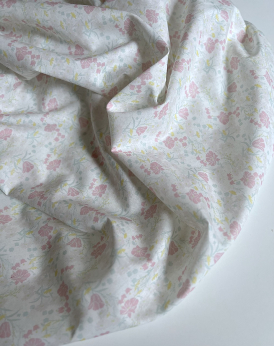 Enora - Batiste de coton bio SILKYNE à imprimé fleuri pastel Tissus issus de l'agriculture biologique  - 4