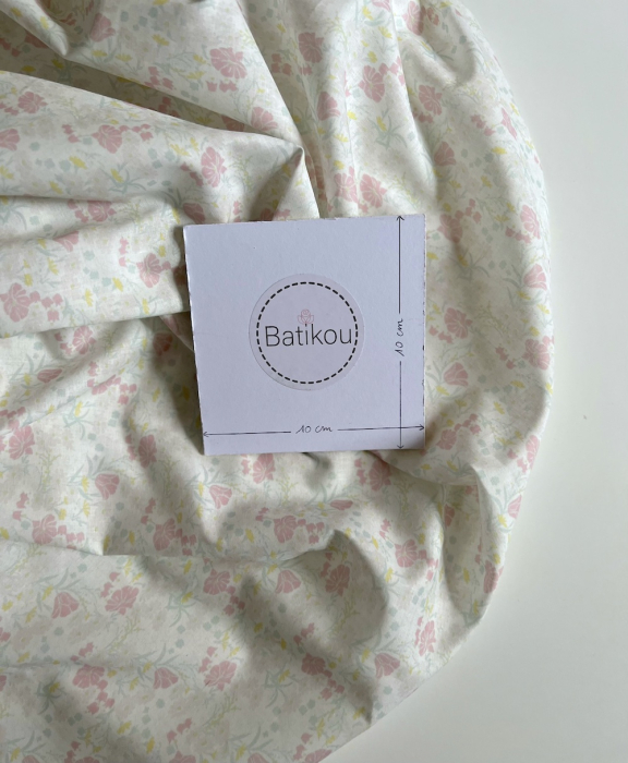 Enora - Batiste de coton bio SILKYNE à imprimé fleuri pastel Tissus issus de l'agriculture biologique  - 6