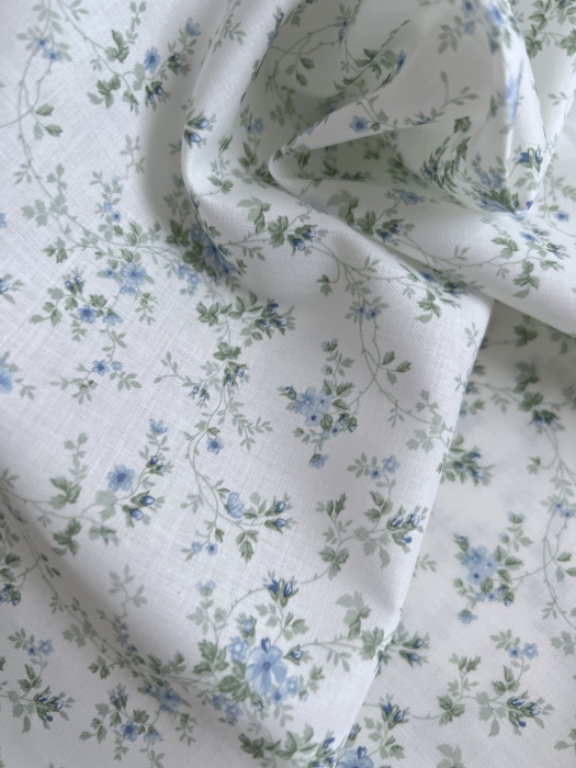 Pippa - Batiste de coton bio SILKYNE à imprimé fleuri bleu/vert Tissus issus de l'agriculture biologique  - 6