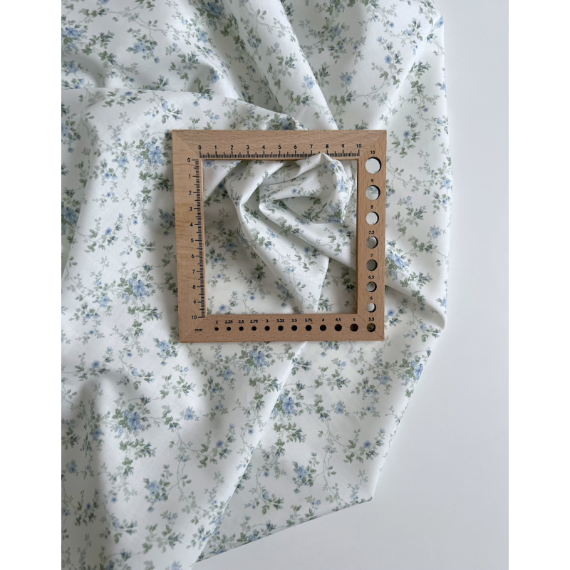 Pippa - Batiste de coton bio SILKYNE à imprimé fleuri bleu/vert Tissus issus de l'agriculture biologique  - 8