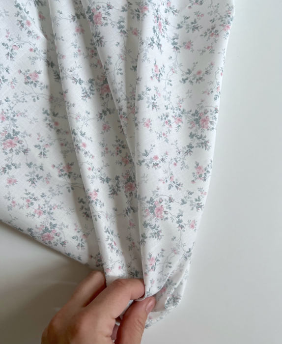 Pippa - Batiste de coton bio SILKYNE à imprimé fleuri rose /vert sauge Tissus issus de l'agriculture biologique  - 9