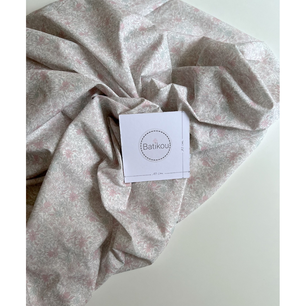 Lola - Batiste de coton bio SILKYNE à imprimé fleuri pastel clair Tissus issus de l'agriculture biologique  - 6