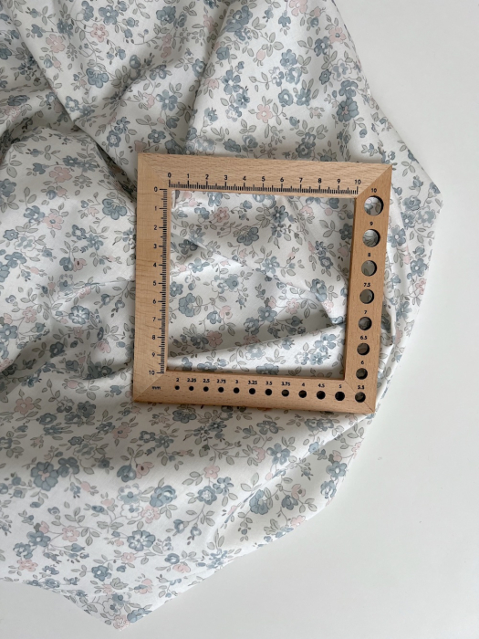 June - Popeline de coton douce BIO imprimé fleuri bleu et rose Tissus issus de l'agriculture biologique  - 6