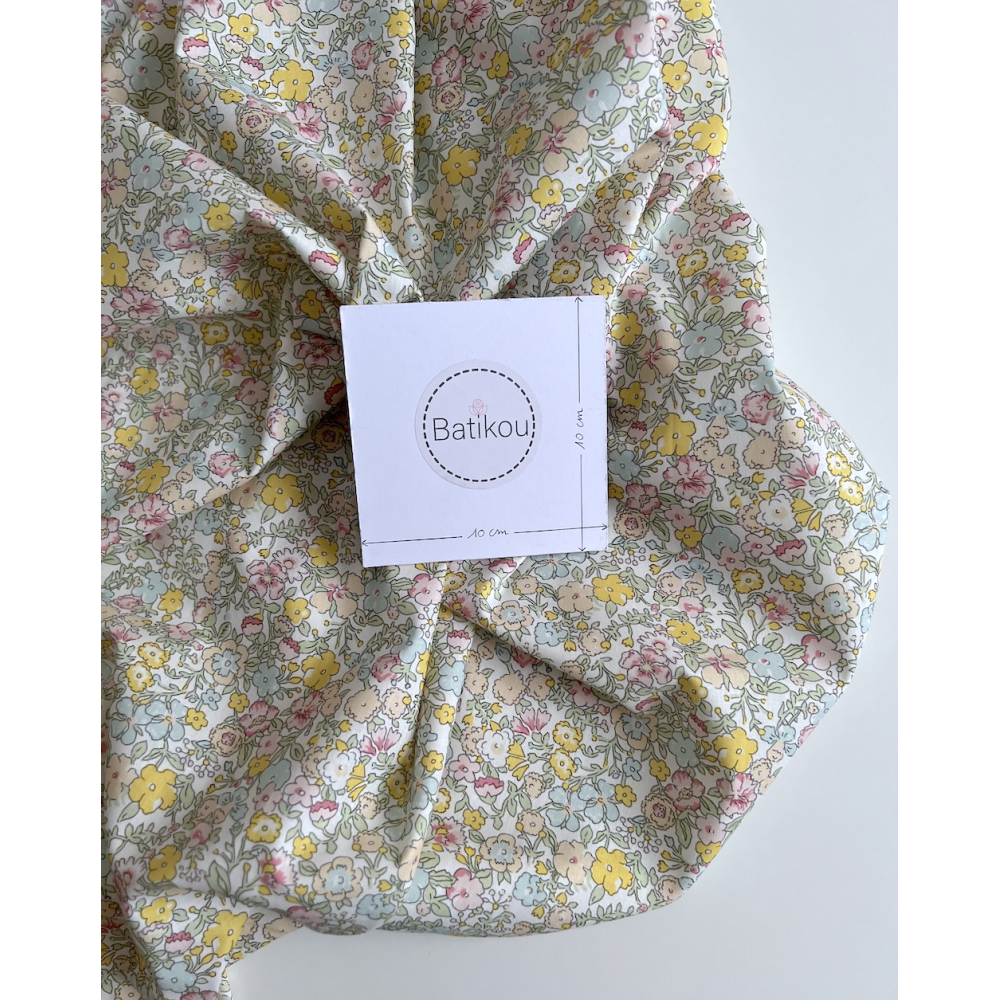 Ophelie - Popeline de coton douce BIO imprimé fleuri jaune, vert, bleu Tissus issus de l'agriculture biologique  - 5