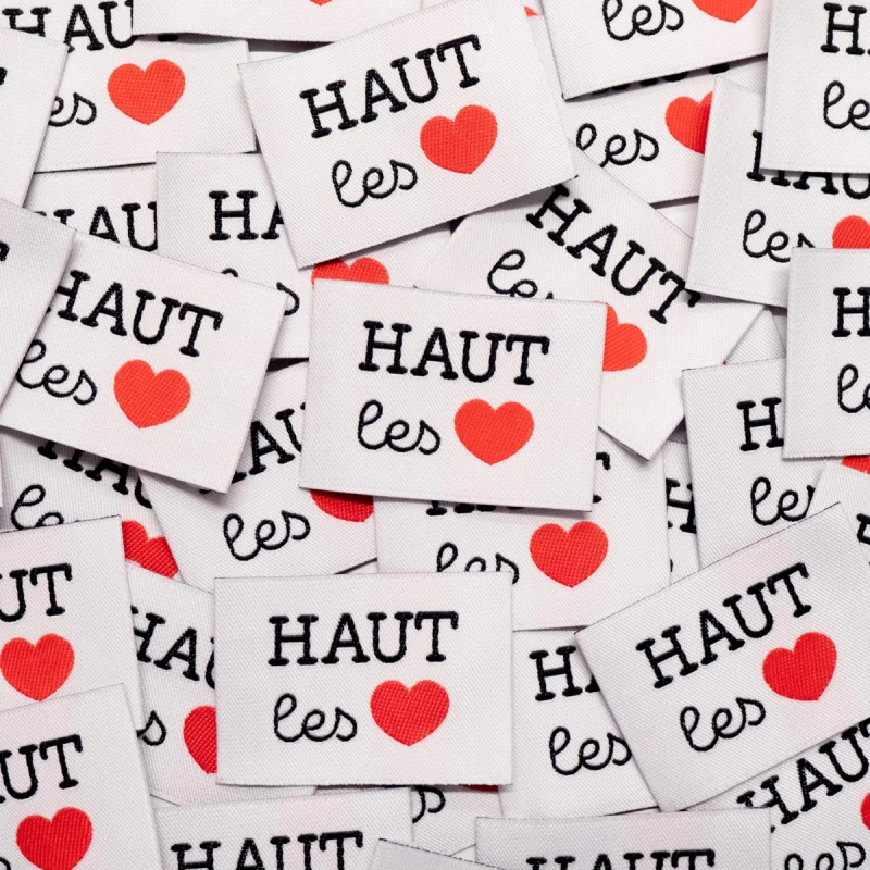 Lot 5 étiquettes tissées ©ikatee - Haut les coeurs -