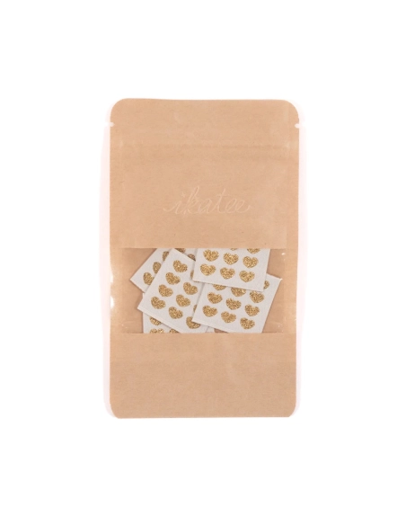 Lot 5 étiquettes tissées ©ikatee coeurs dorés  - 2